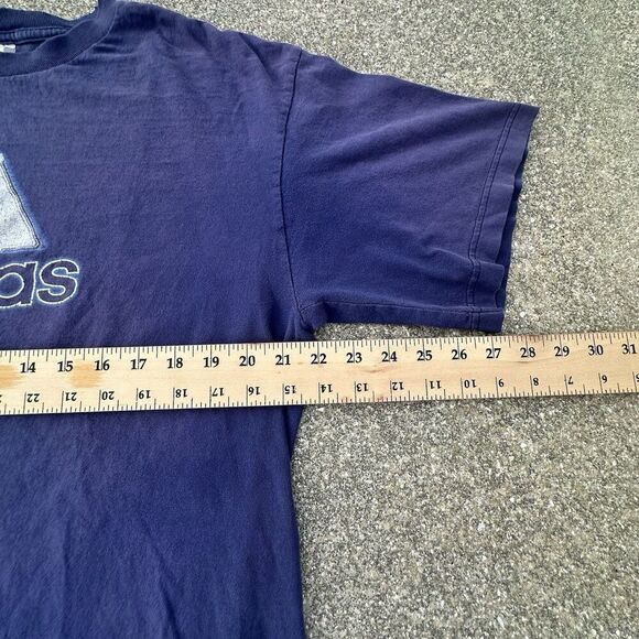 Vintage 90's Adidas T-Shirt Mens Large Navy Blue Graphic Print Sports Y2K - Picture 2 of 6